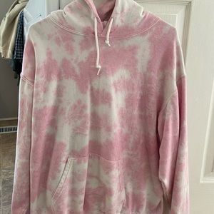 Pink and white tie dye hoodie